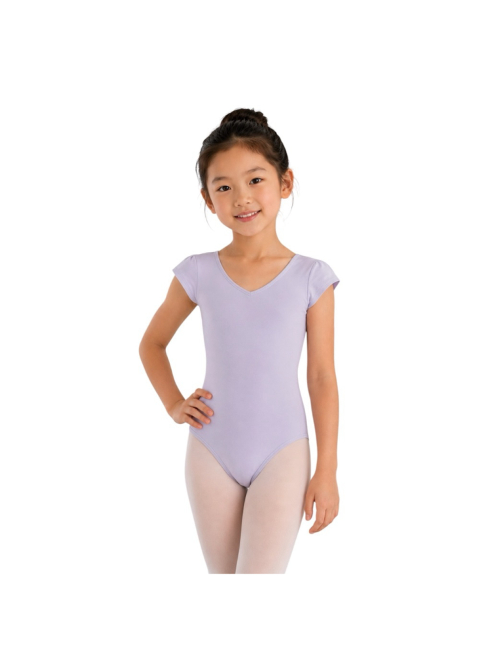 Da’dance Lavender Ballet Leotard Girls Size 120 US 6/7 Short Sleeve NWT